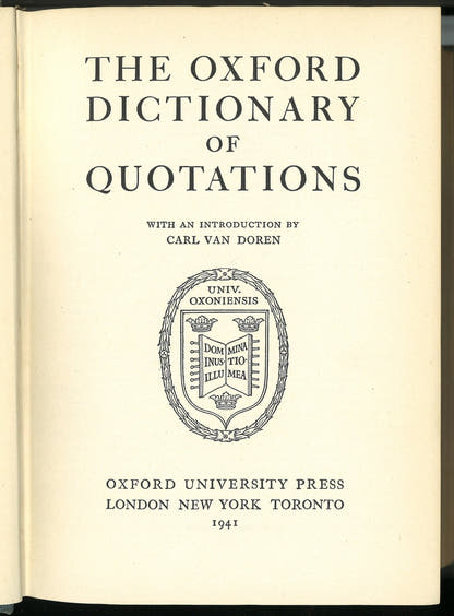 The Oxford Dictionary Of Quotations - The Bookstore