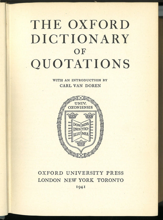 The Oxford Dictionary Of Quotations - The Bookstore