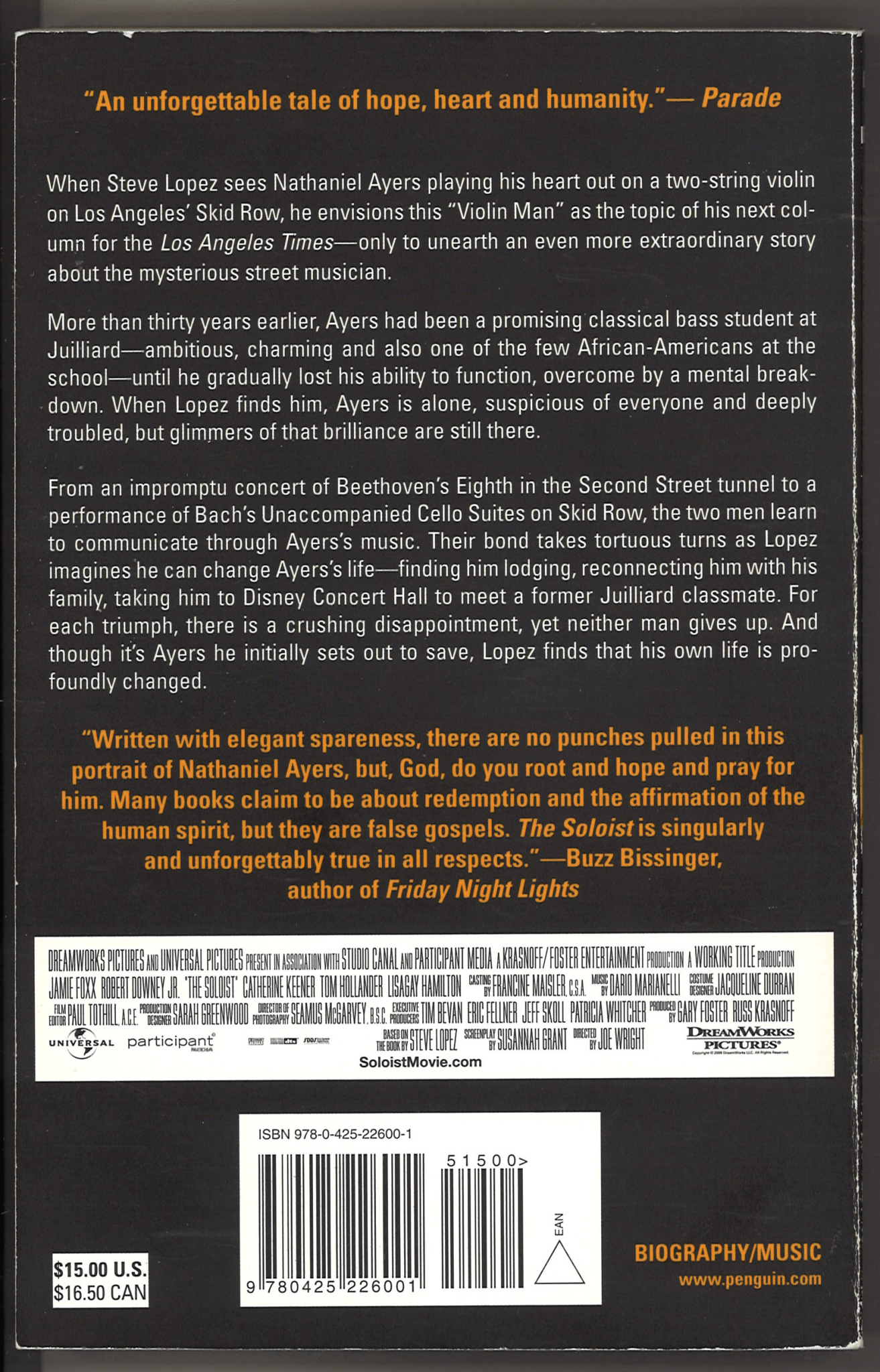The Soloist: A Lost Dream, an Unlikely Friendship, and the Redemptive Power of Music (Mti) - The Bookstore
