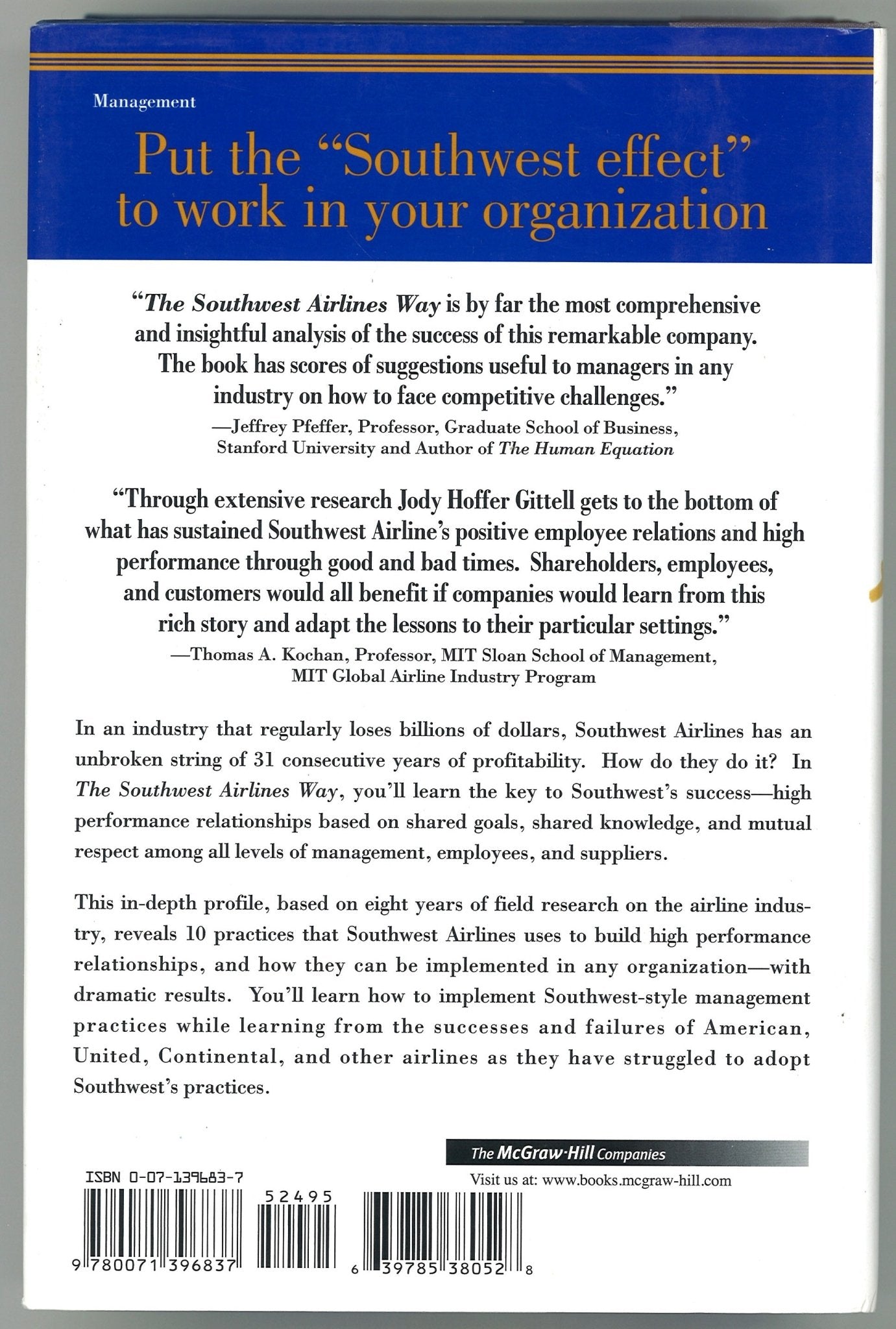 The Southwest Airlines Way : Using the Power of Relationships to Achieve High Performance - The Bookstore