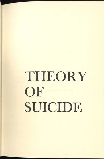 Theory of Suicide by Maurice L. Farber - The Bookstore