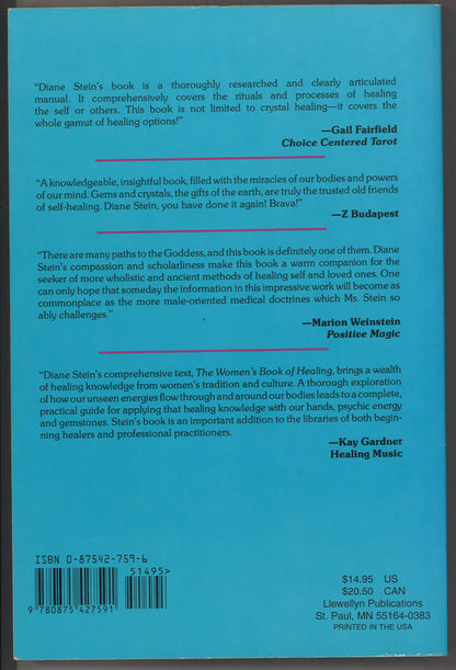 The Women's Book of Healing by Diane Stein – 1996 Llewellyn Paperback – Crystals, Chakras & Auras