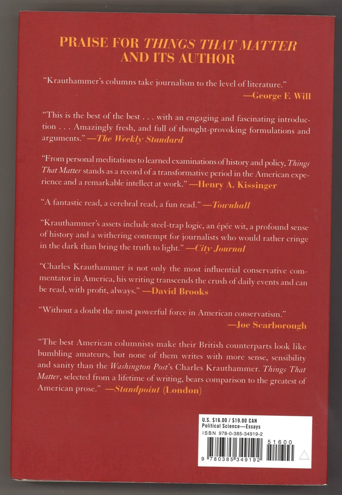 Things That Matter: Three Decades of Passions, Pastimes and Politics - The Bookstore