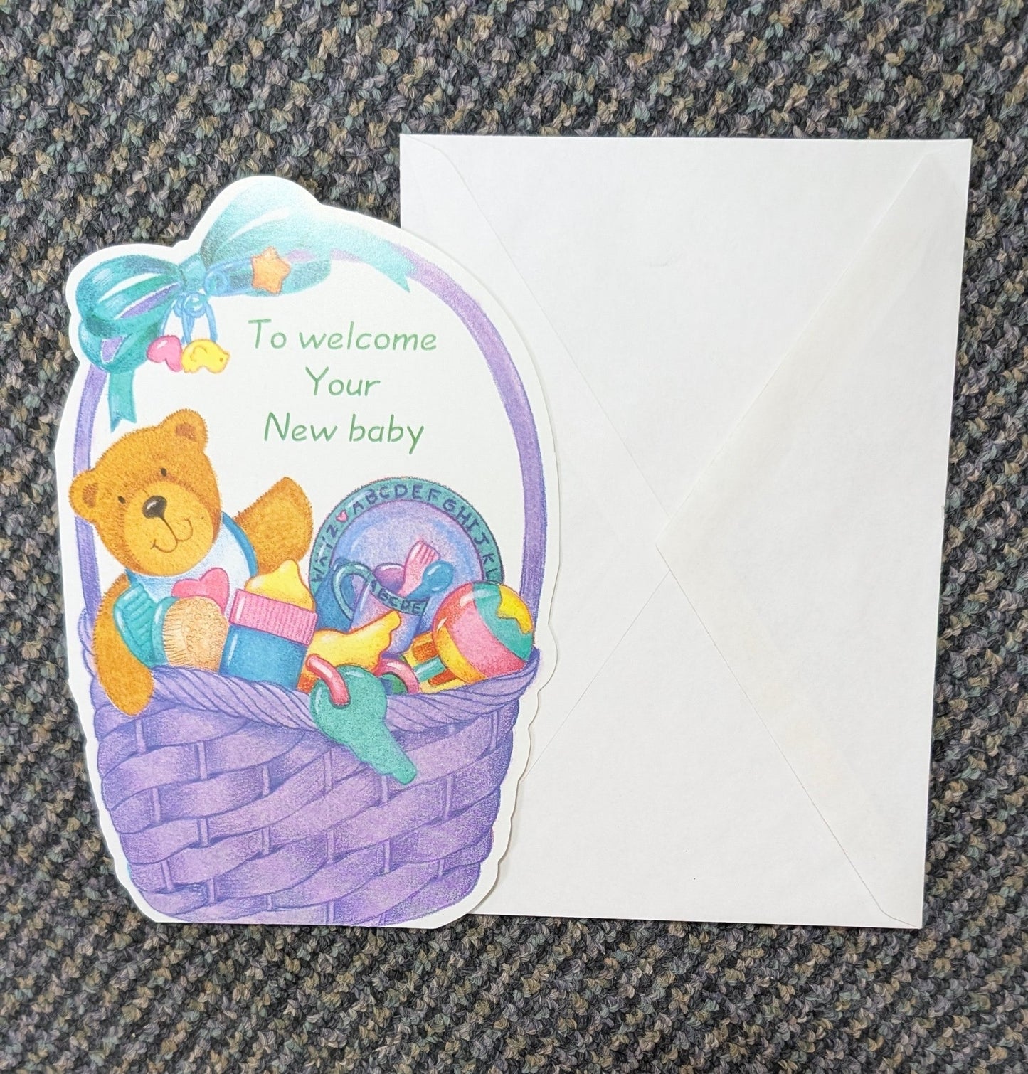 To Welcome Your New Baby — Straw Basket Greeting Card - The Bookstore