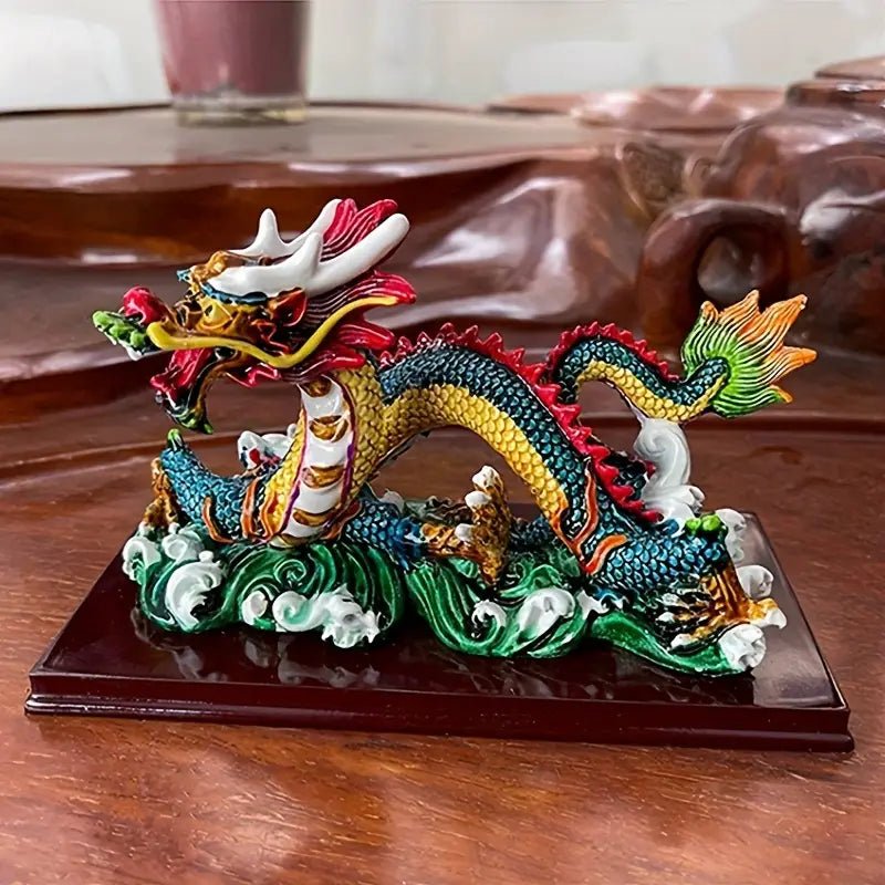 Traditional Chinese Zodiac Dragon Resin Ornament – Red & Gold Dragon with Clouds - The Bookstore