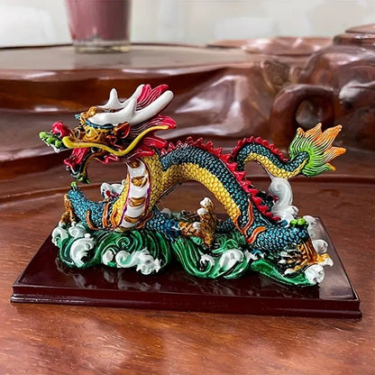 Traditional Chinese Zodiac Dragon Resin Ornament – Red & Gold Dragon with Clouds - The Bookstore