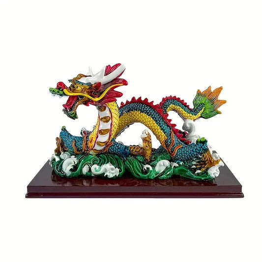 Traditional Chinese Zodiac Dragon Resin Ornament – Red & Gold Dragon with Clouds - The Bookstore