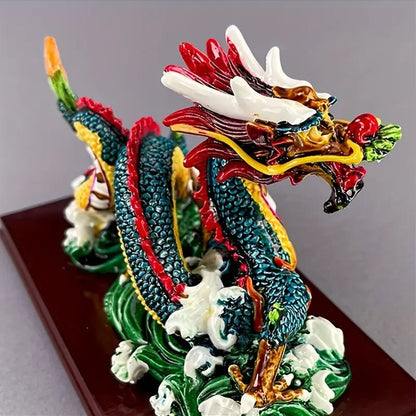Traditional Chinese Zodiac Dragon Resin Ornament – Red & Gold Dragon with Clouds - The Bookstore