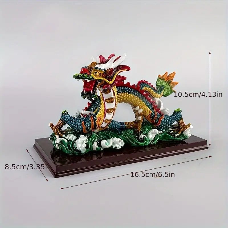 Traditional Chinese Zodiac Dragon Resin Ornament – Red & Gold Dragon with Clouds - The Bookstore