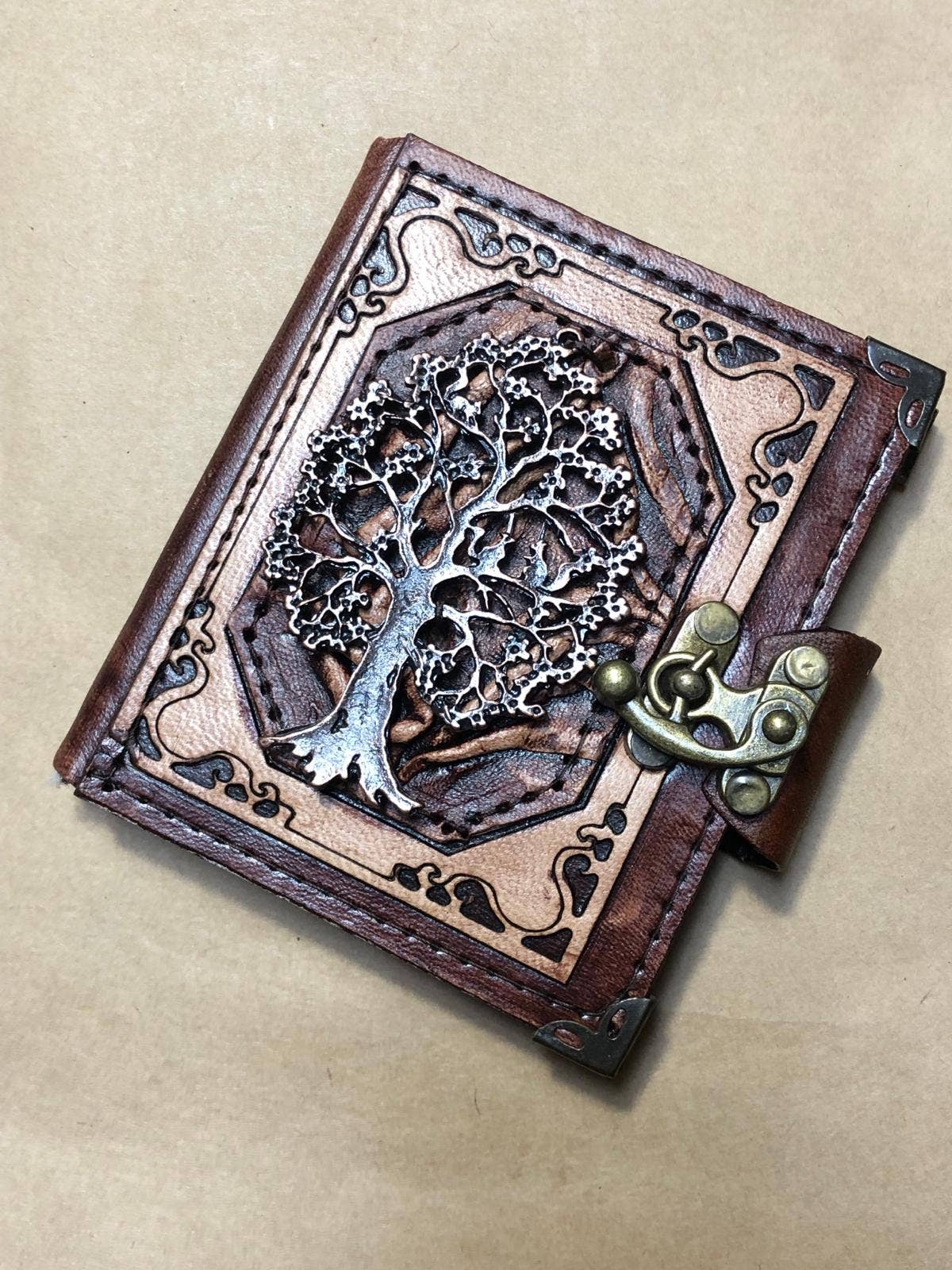 Tree of Life Mini Leather Journal ML Marcaleather