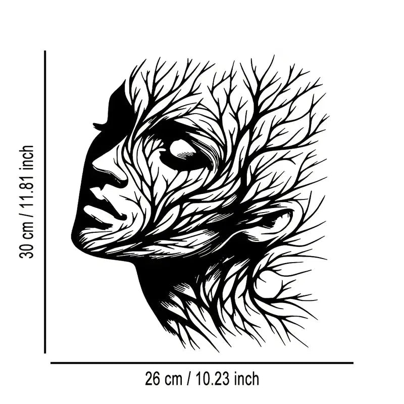 Tree Woman Face Metal Wall Art – Abstract Nature - Inspired Design - The Bookstore