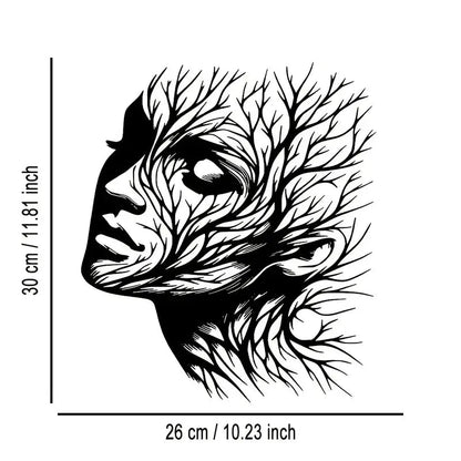 Tree Woman Face Metal Wall Art – Abstract Nature - Inspired Design - The Bookstore