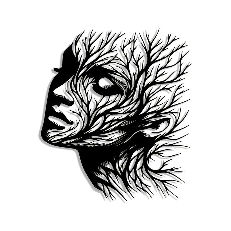Tree Woman Face Metal Wall Art – Abstract Nature - Inspired Design - The Bookstore