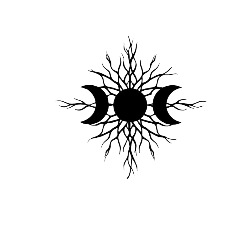 Triple Moon Metal Wall Art - Celestial Tree & Sun Design - The Bookstore