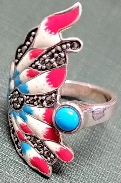 Turquoise Enamel Angel Fish Ring - The Bookstore