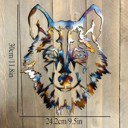 Vibrant Wolf Metal Wall Art - The Bookstore
