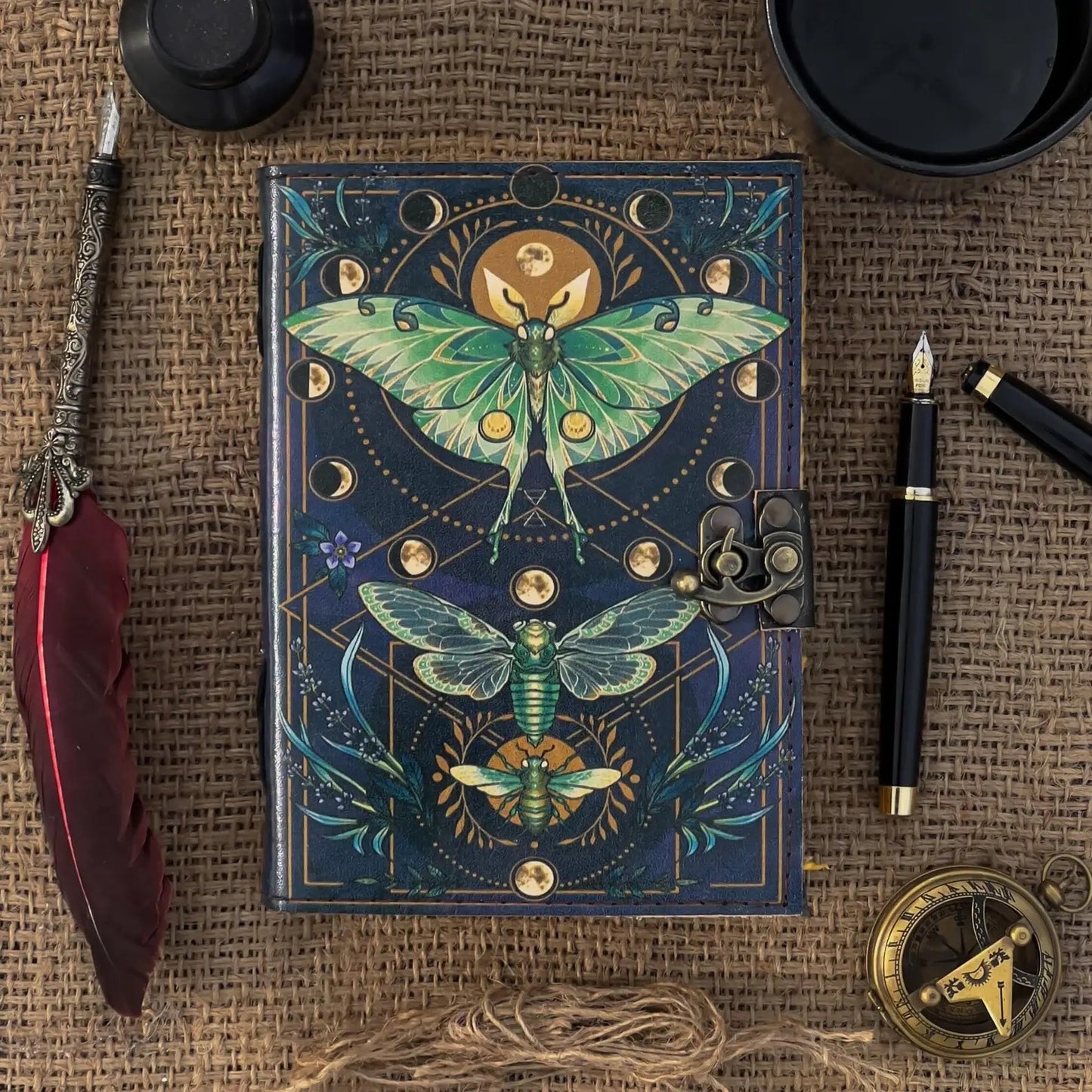 Vintage Leather Journal with Butterfly Print - The Bookstore