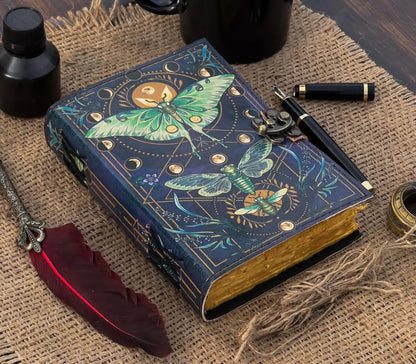 Vintage Leather Journal with Butterfly Print - The Bookstore