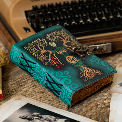 Vintage Leather Journal with Mother of Earth Print - The Bookstore