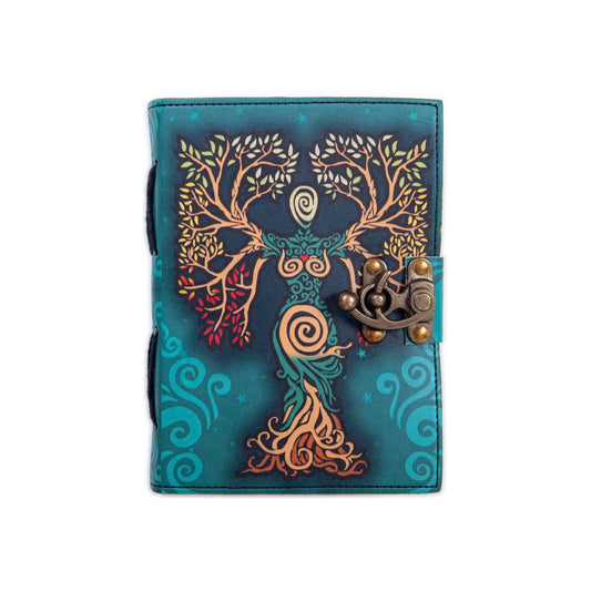 Vintage Leather Journal with Mother of Earth Print - The Bookstore