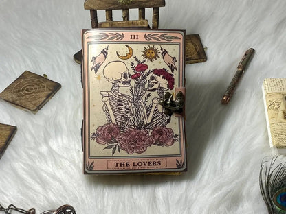 Vintage Leather Journal with The Lovers Print - The Bookstore