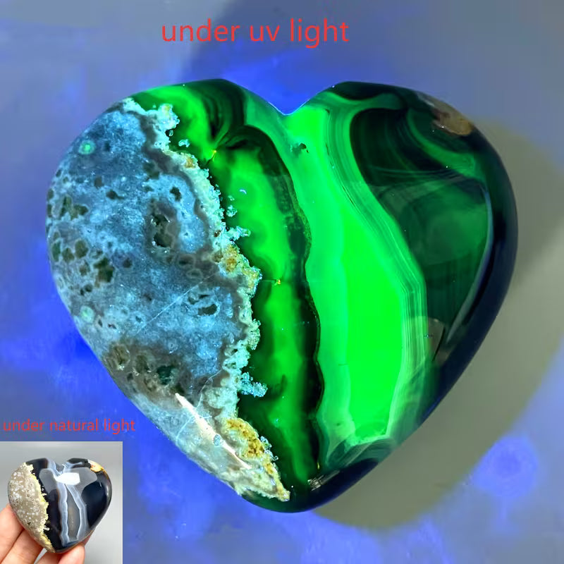 Volcano Agate UV Stone Heart