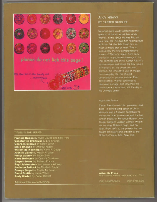 Warhol by Carter Ratcliff – Abbeville Modern Masters, Volume 4 - The Bookstore