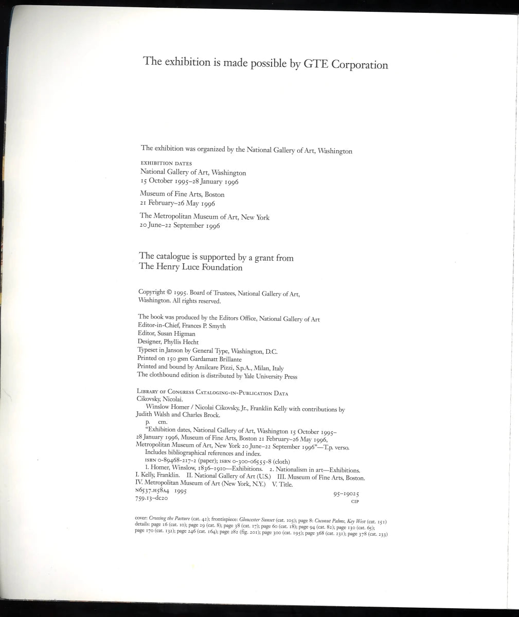 Winslow Homer – National Gallery of Art Exhibition Catalogue – 1995 Oversized Paperback - The Bookstore