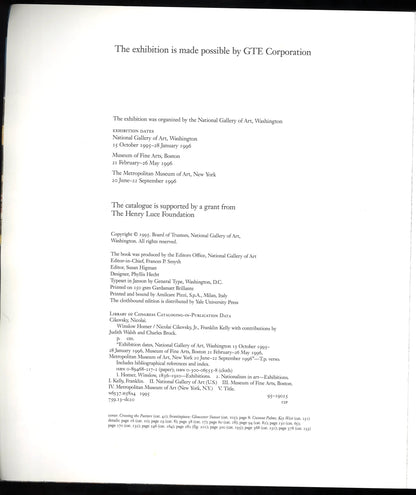 Winslow Homer – National Gallery of Art Exhibition Catalogue – 1995 Oversized Paperback - The Bookstore