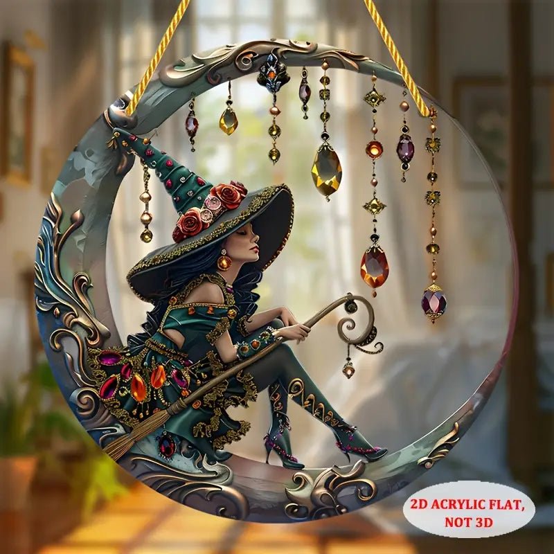 Witch On The Moon Suncatcher - The Bookstore