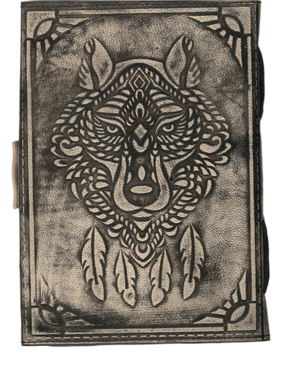 Wolf Embossed Leather Journal - The Bookstore