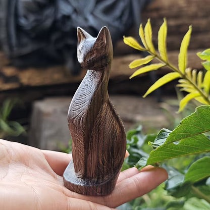Handcrafted Wooden Cat Figurine