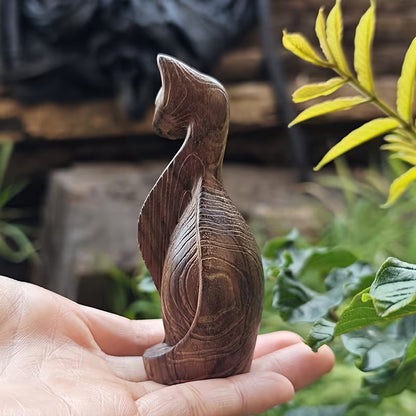 Handcrafted Wooden Cat Figurine