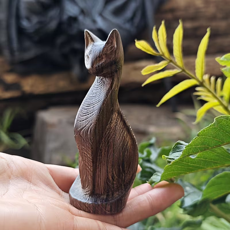 Handcrafted Wooden Cat Figurine