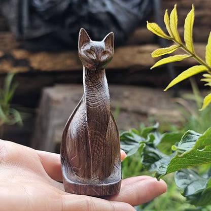 Handcrafted Wooden Cat Figurine