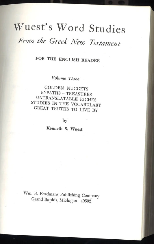 Word Studies in The Greek New Testament Volume III - The Bookstore