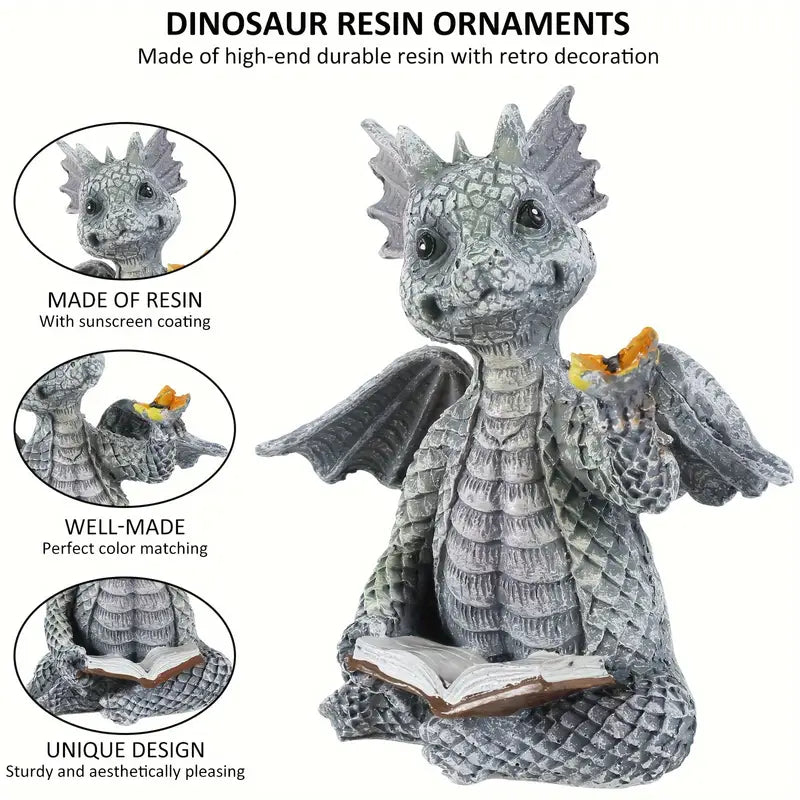 Young Dragon with Butterfly and Open Book Figurine