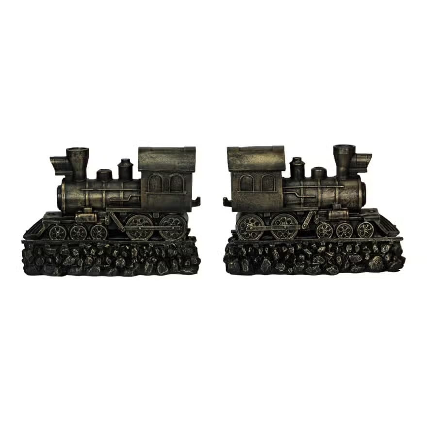 Steam Locomotive Bronze Bookends Set