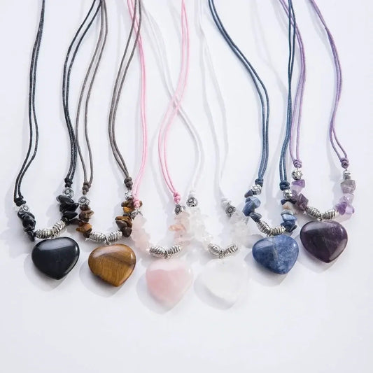genuine heart-shaped stone necklaces