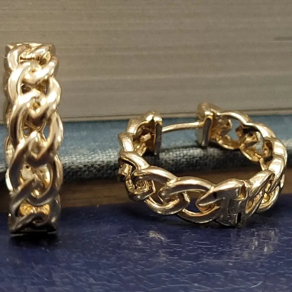 Gold 14K Chain Hoop Earrings