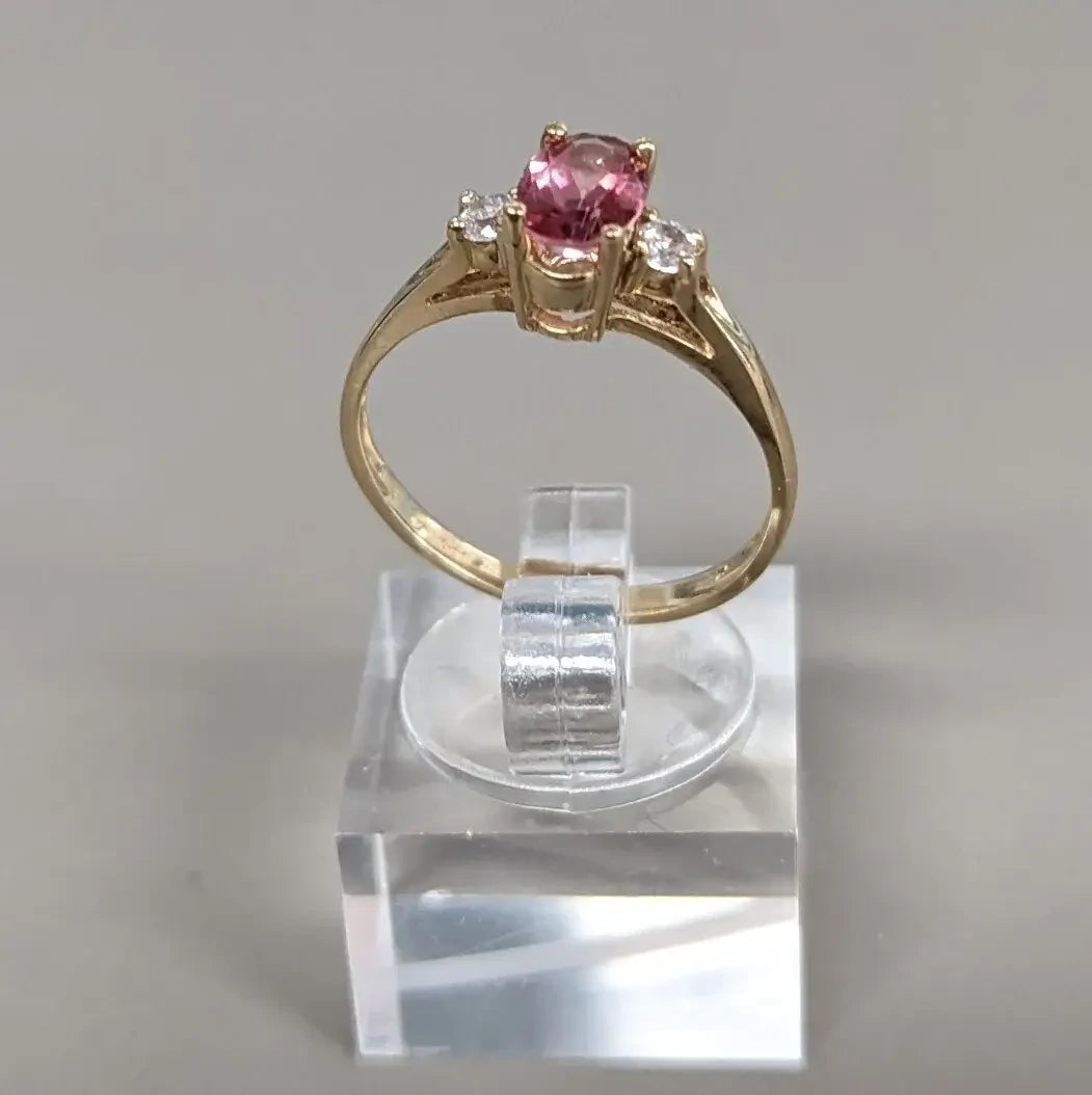 Mystic Rose Topaz Yellow Gold Ring--Size 7