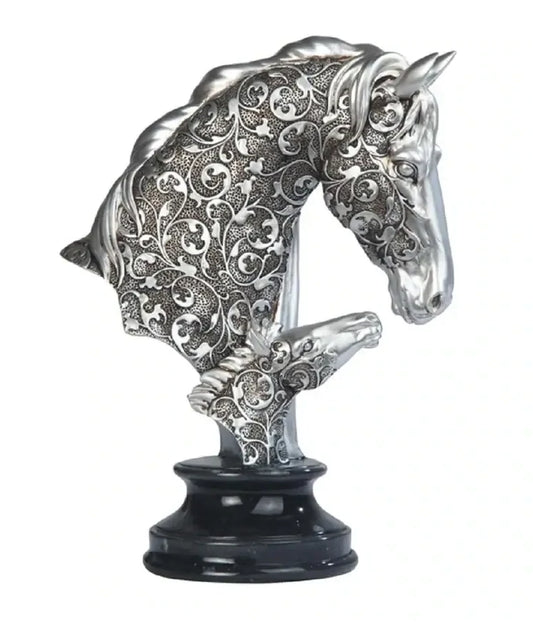 Silver Horse And Colt Head Bust Figurine