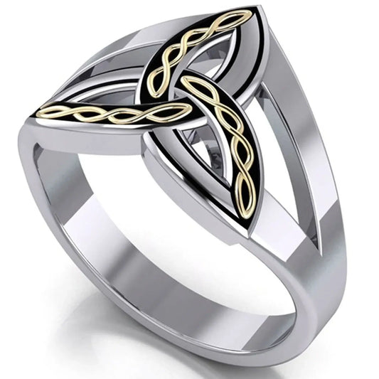 Sterling Silver and Gold Celtic Trinity Ring - Size 11
