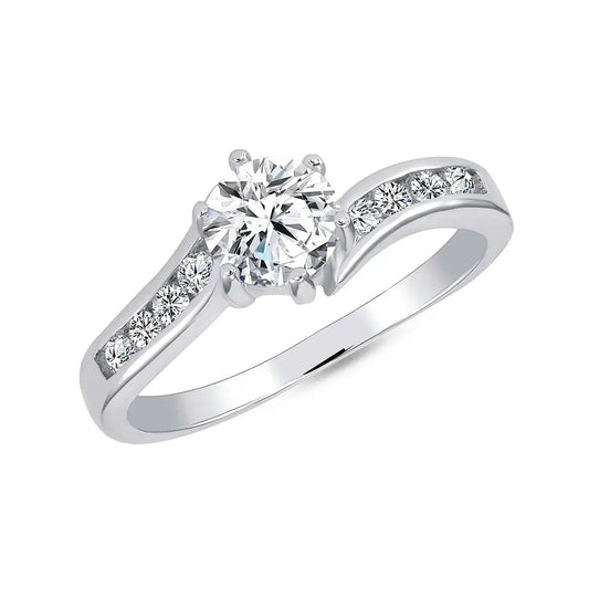 Sterling Silver Solitaire CZ Ring - Size 9