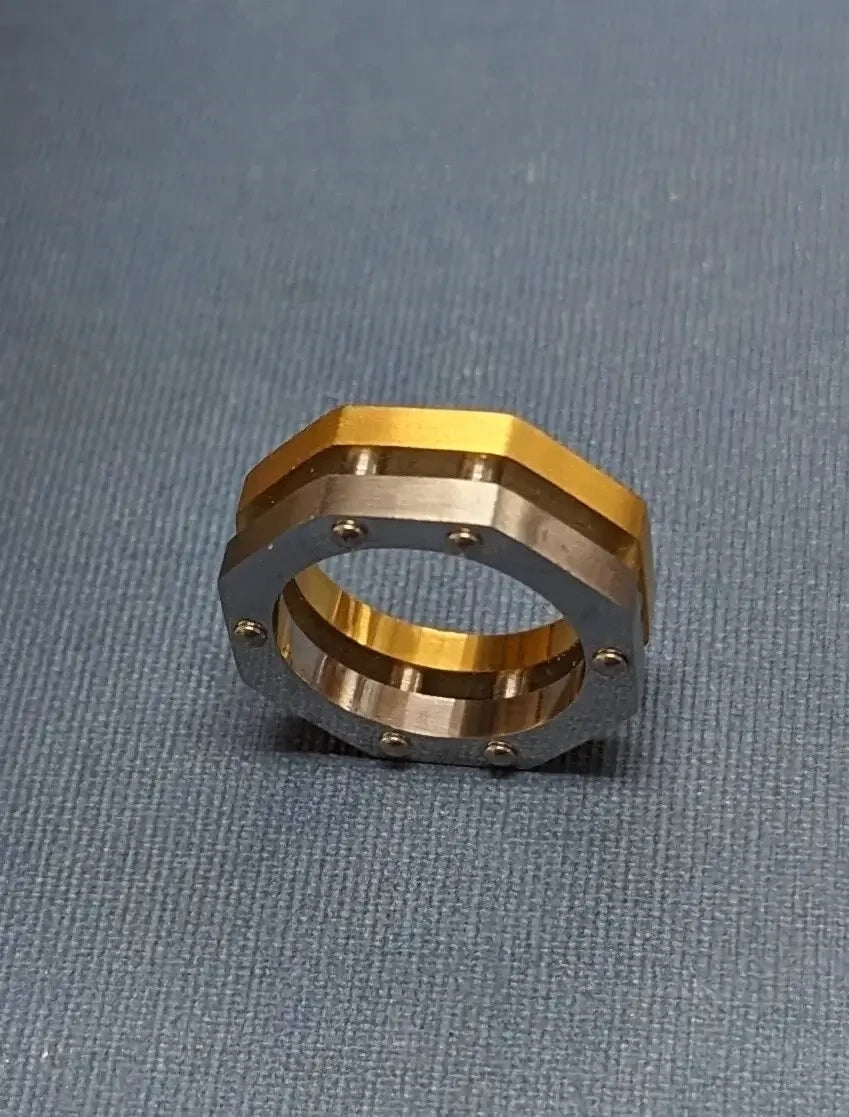 Silver Gold Biker Ring