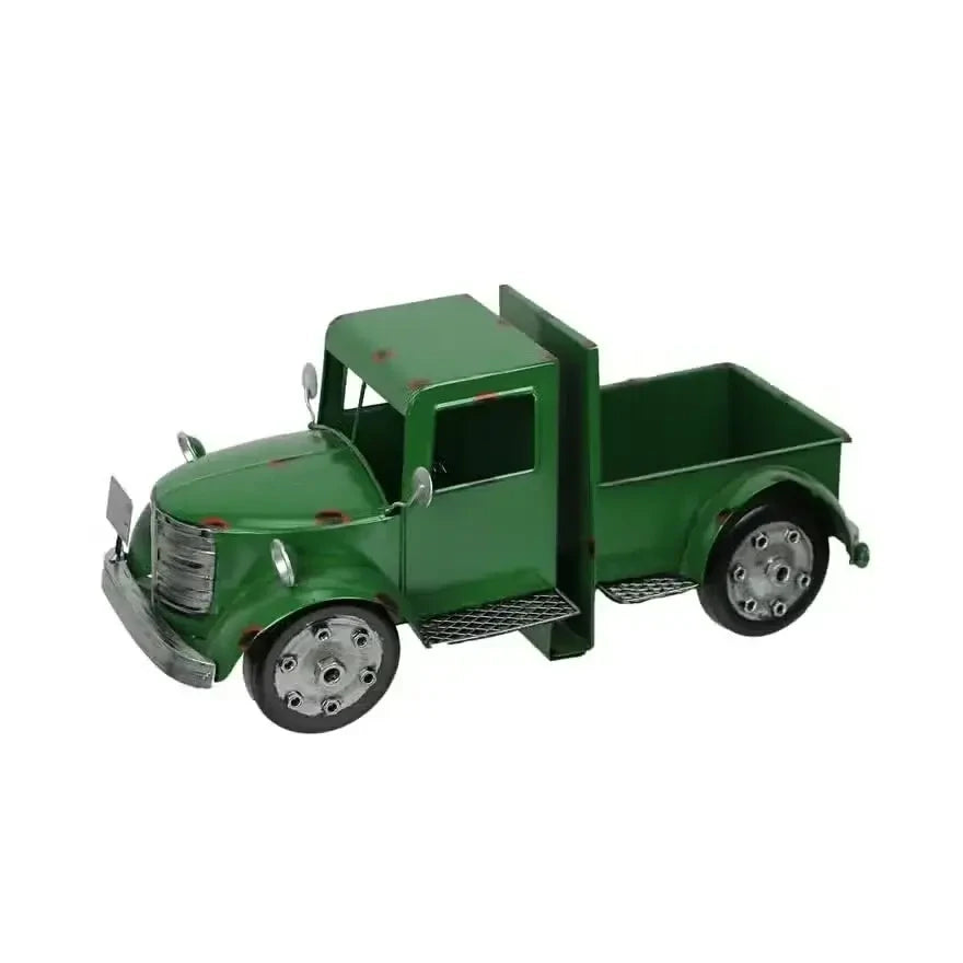 Weathered Green Pickup Truck Metal Bookends