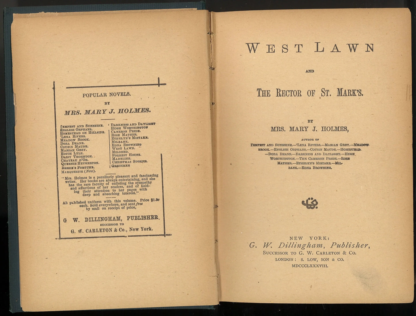 West Lawn & The Rector of St. Mark's by Mrs. Mary J. Holmes